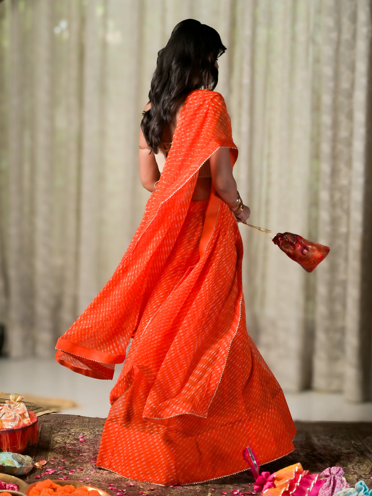 Narangi Leheria Lehenga