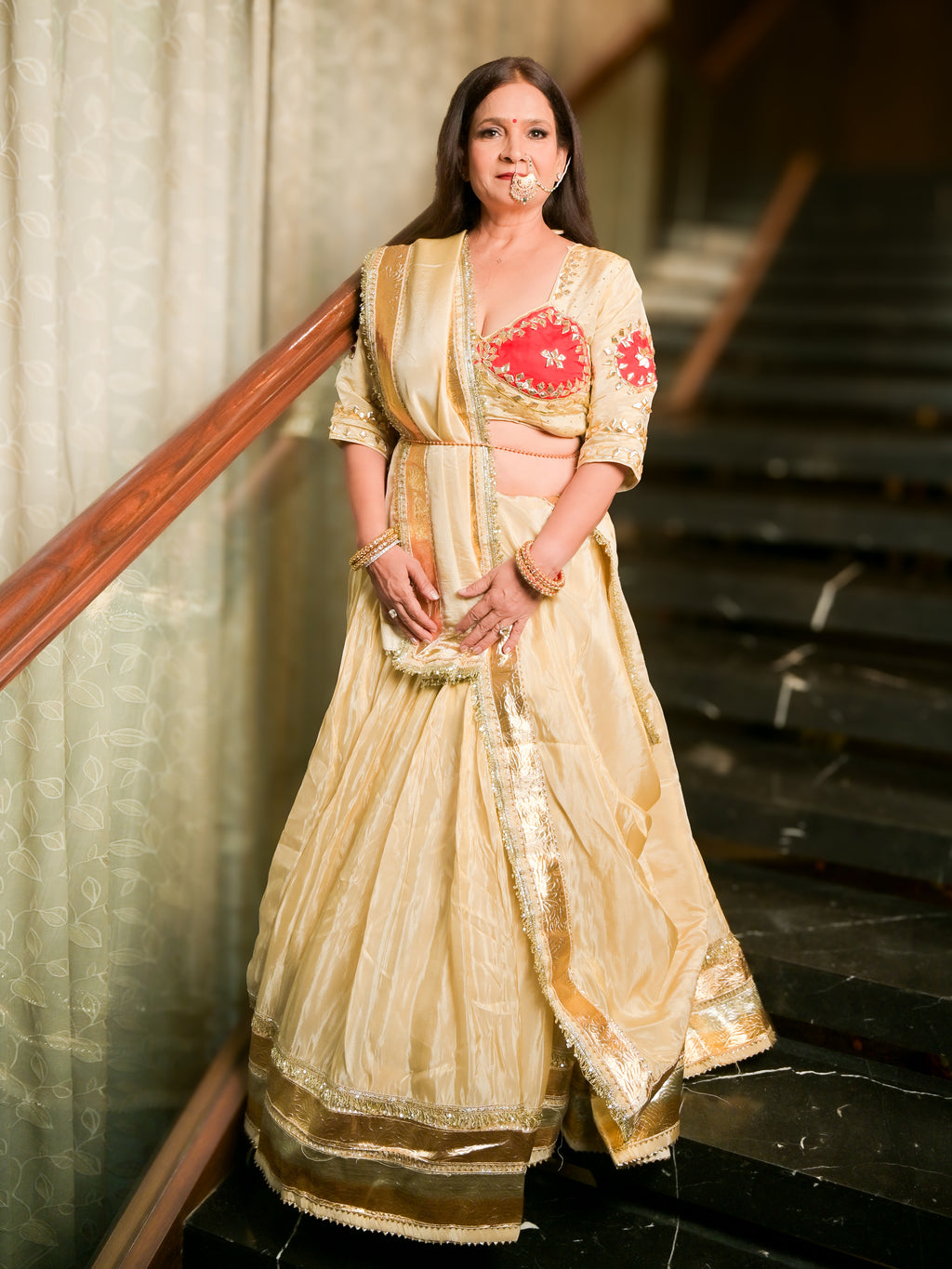 Ivory Tissue Lehenga