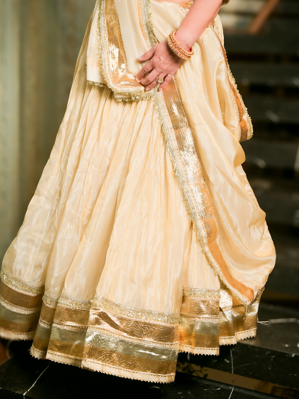 Ivory Tissue Lehenga