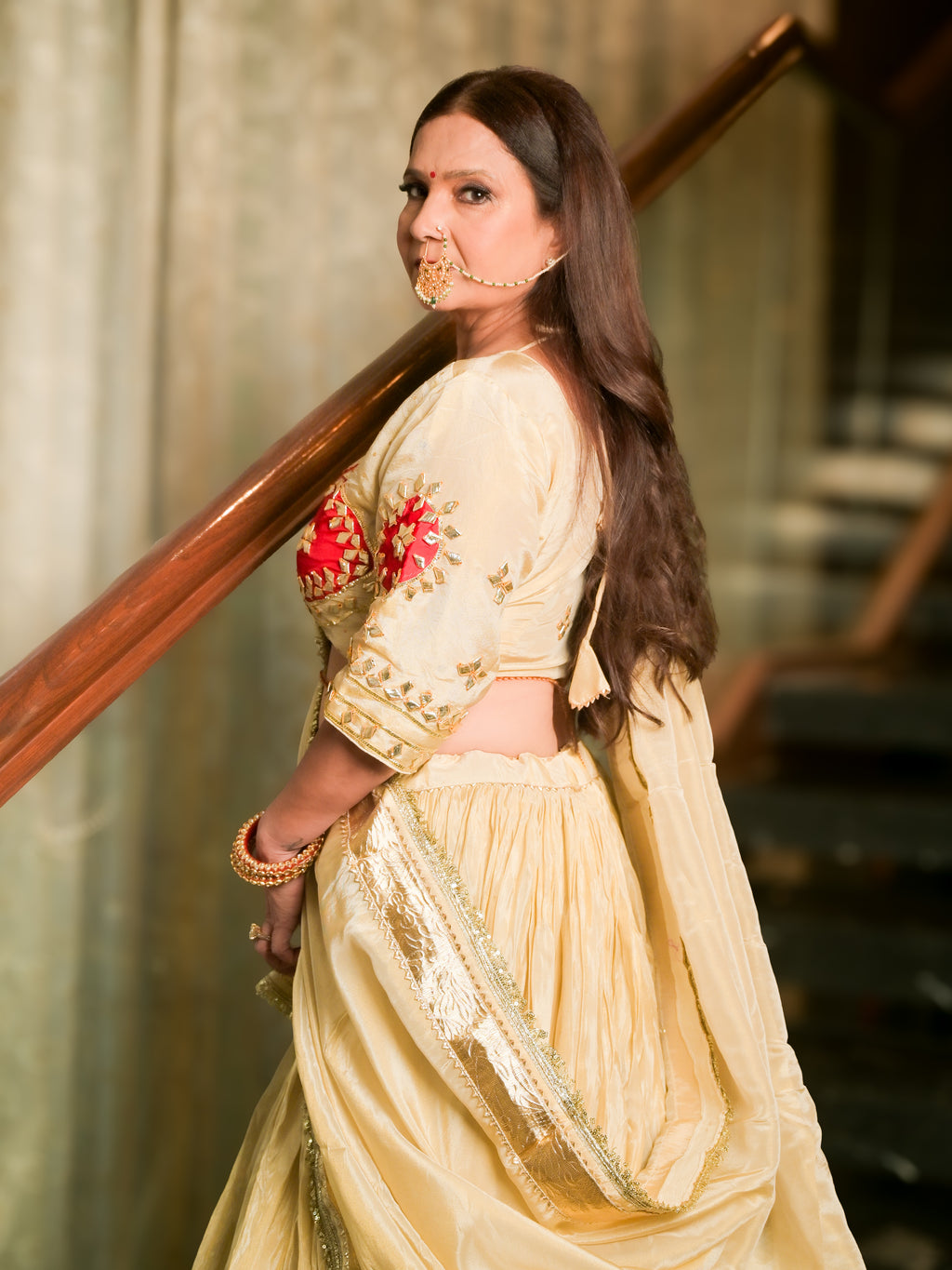 Ivory Tissue Lehenga