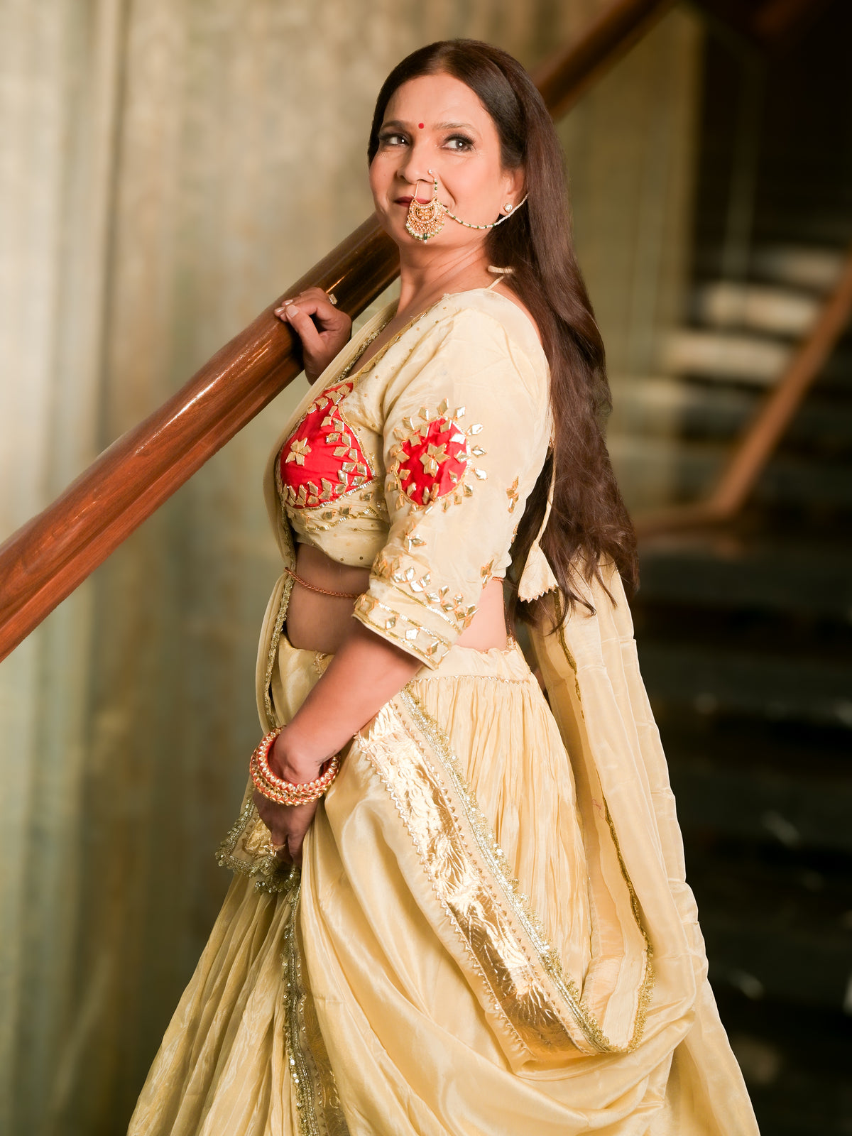 Ivory Tissue Lehenga