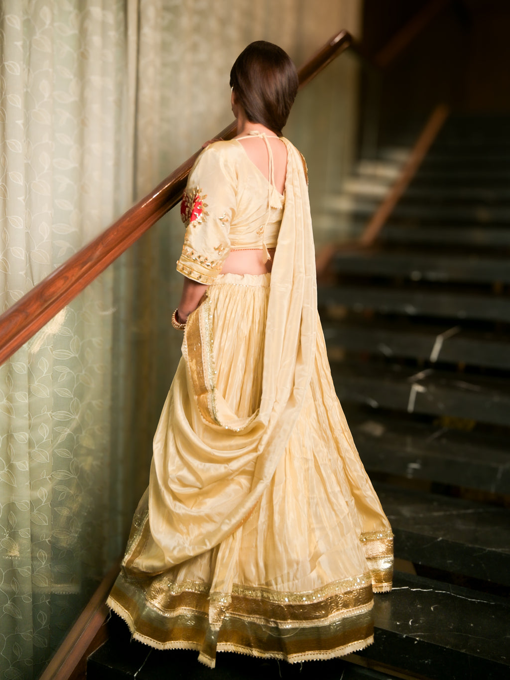 Ivory Tissue Lehenga