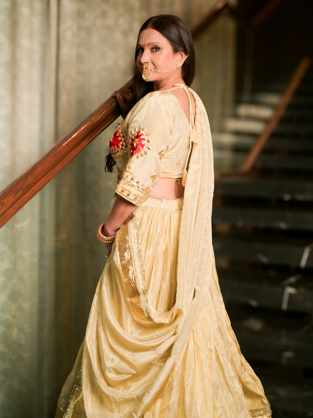 Ivory Tissue Lehenga