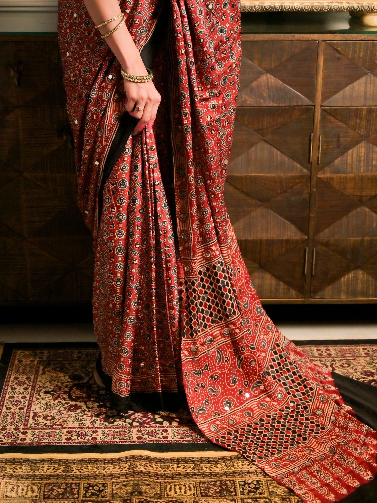 Rani Ajrakh Saree