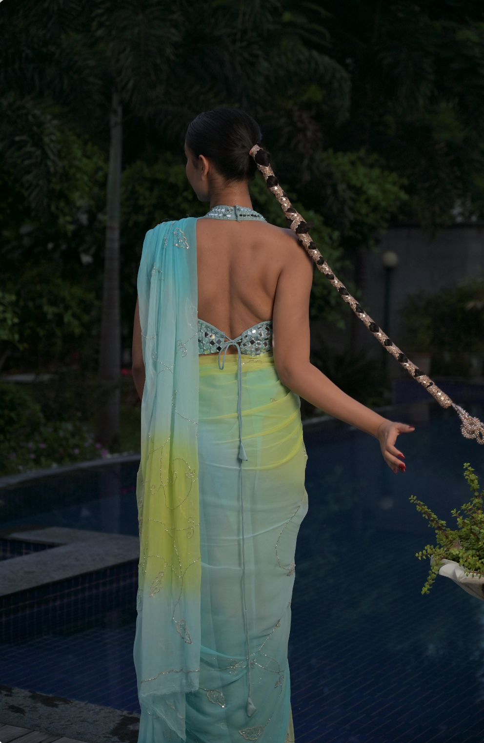 Aqua saree