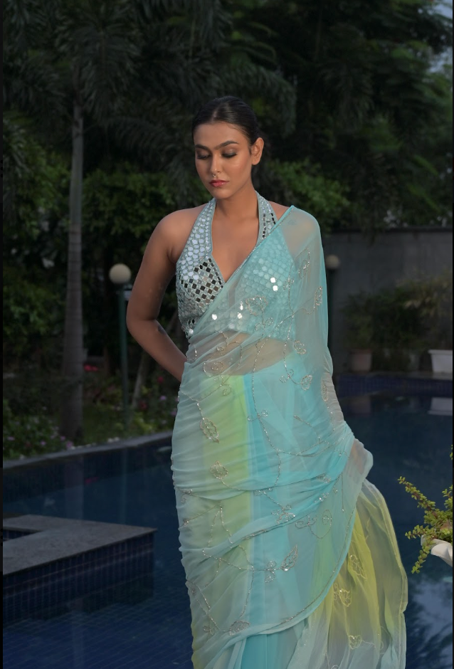 Aqua saree
