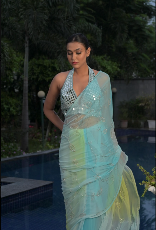Aqua saree