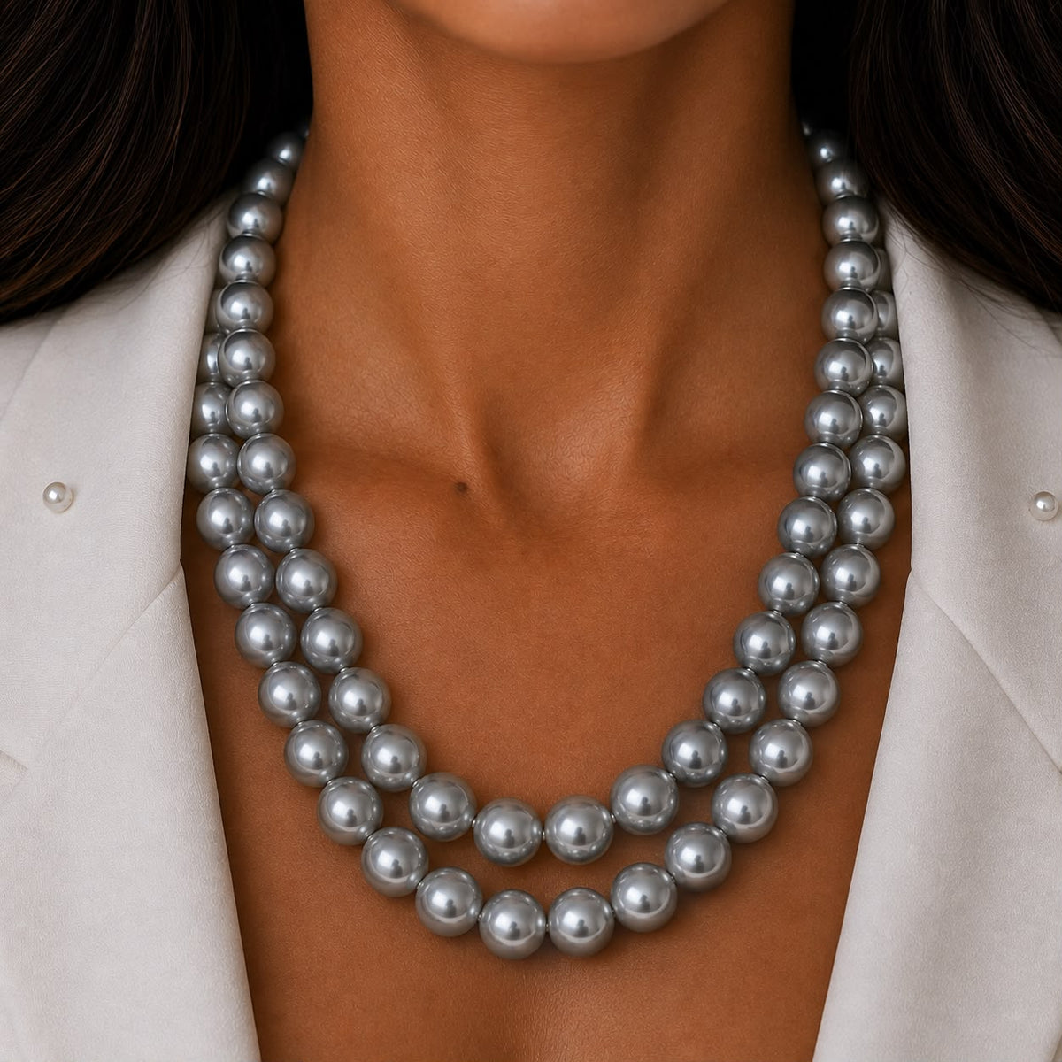 Dhwani Grey Pearl Layered Necklace