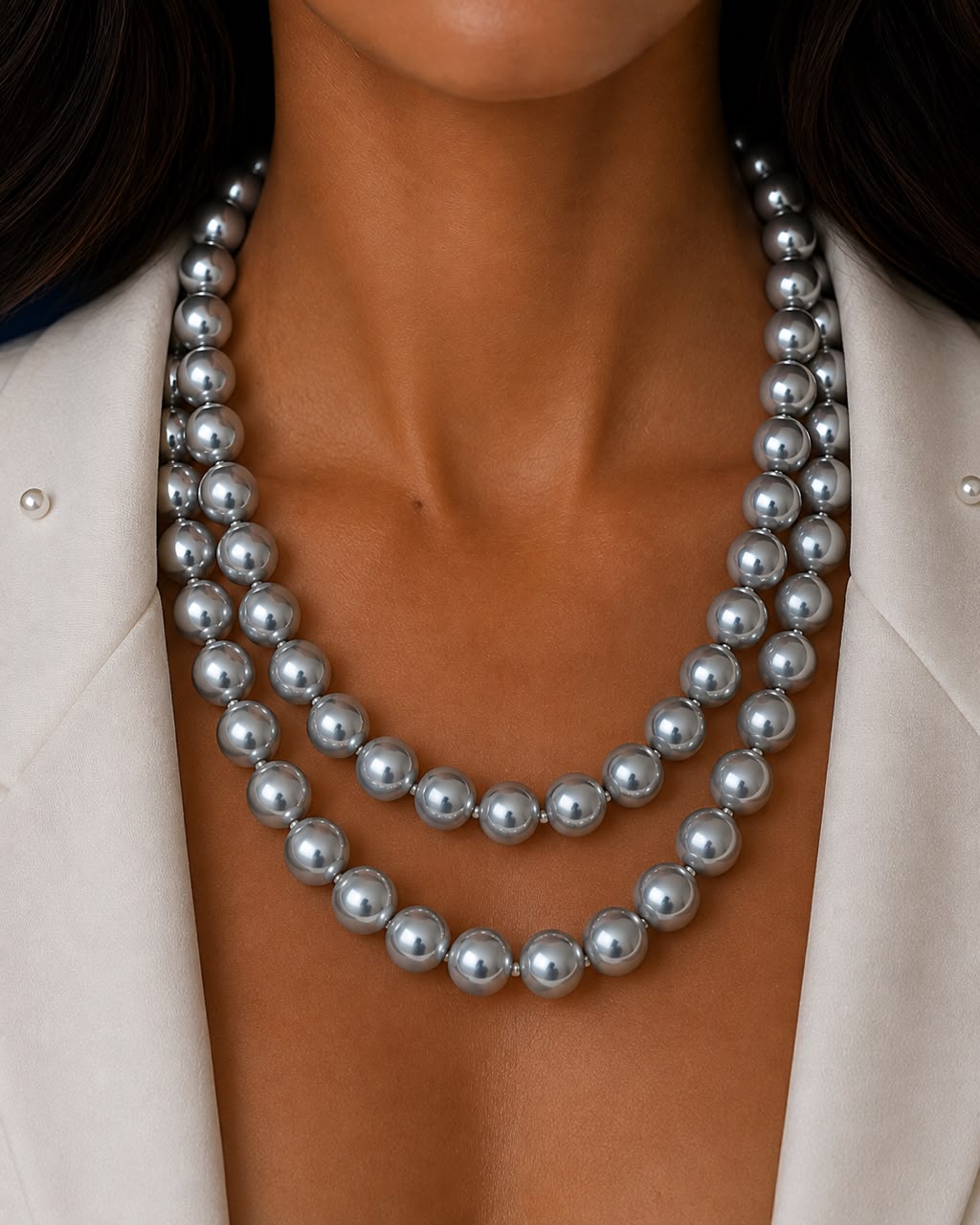 Dhwani Grey Pearl Layered Necklace